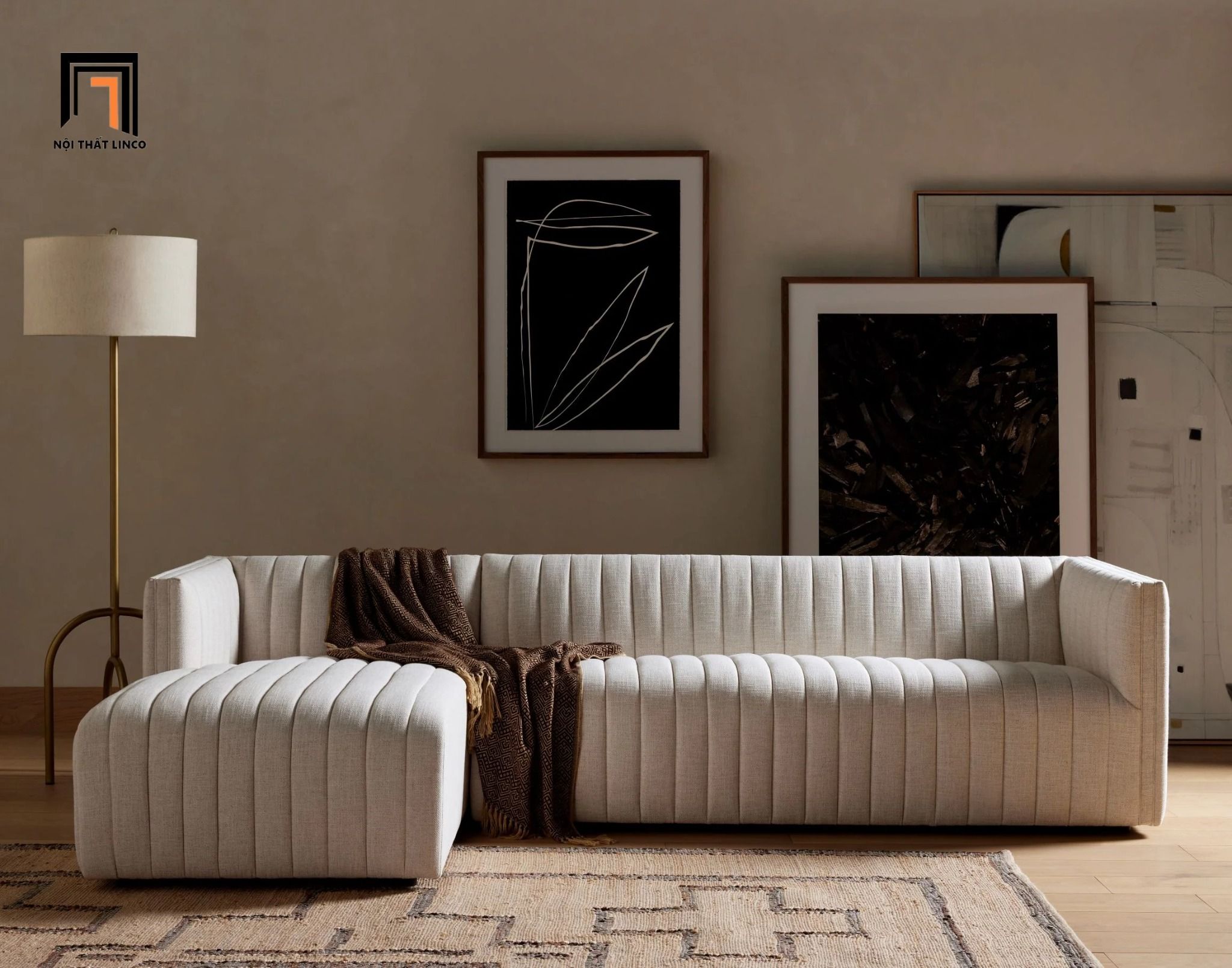Ghế sofa góc chữ L GT80 Augustine 2m4 x 1m6 sang trọng