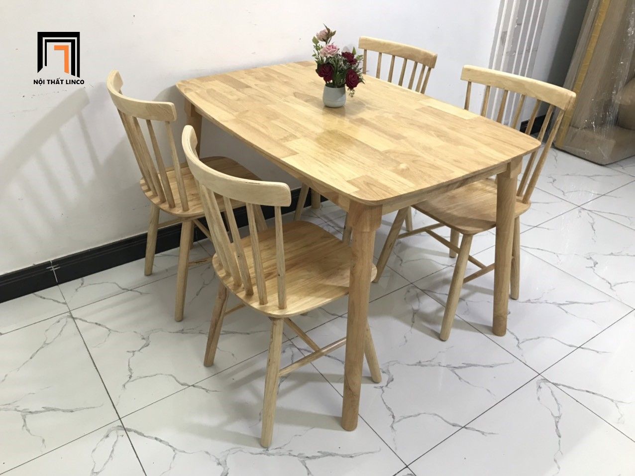 Bộ bàn ăn 4 ghế giá rẻ 2-KH4-G18-B108-go cho phòng bếp đẹp