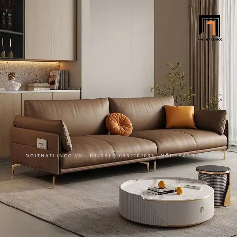 Ghế sofa băng da simili dài 2m2 BT85 Skinny màu xám ghi