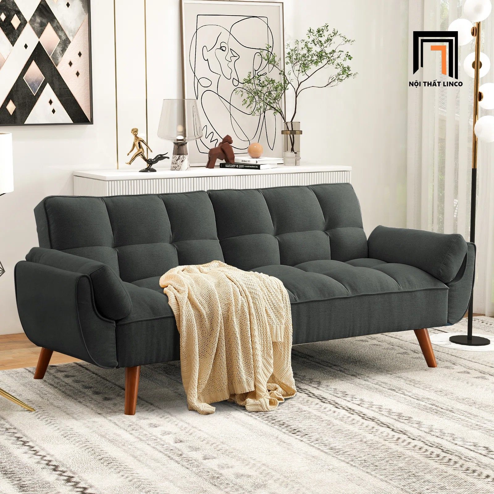 Ghế sofa băng giường nằm xinh xắn GB74 Kazal dài 2m vải nỉ