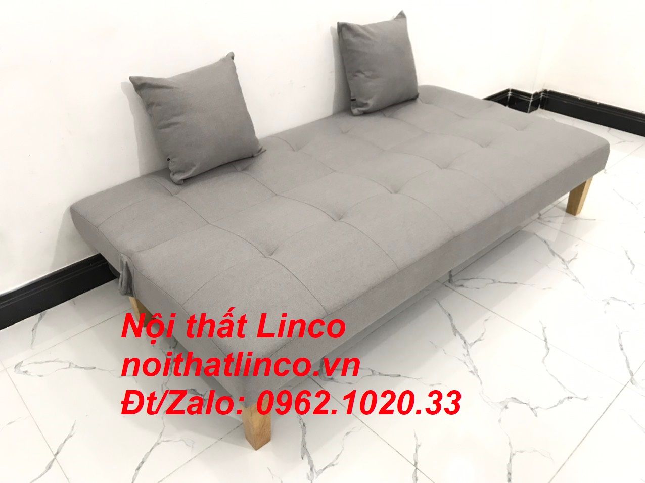 Bộ bàn ghế sofa bed giường SFG diện tích nhỏ xám ghi trắng