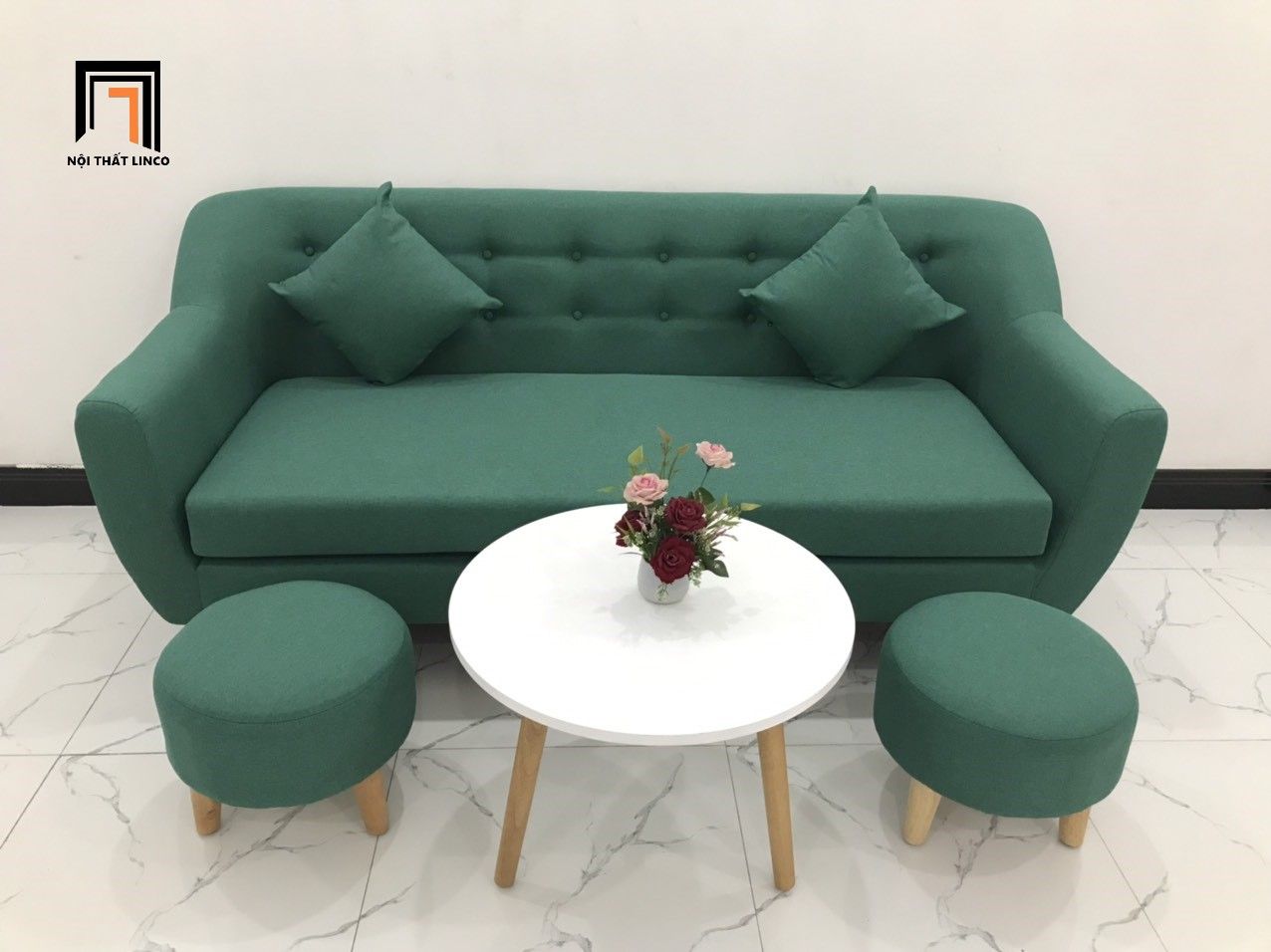 Ghế sofa văng băng dài 1m9 giá rẻ BGN màu xanh ngọc xinh xắn