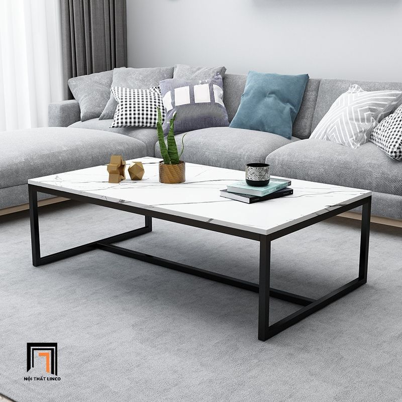 Bàn sofa mặt đá trắng BSF40 Robin 1m x 50 khung sắt sơn tĩnh điện