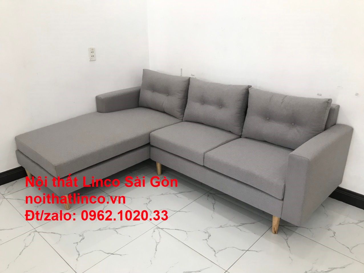 Bộ sofa góc giá rẻ | Ghế sofa góc L xám trắng đẹp giá rẻ nhỏ phòng khách | Nội thất Linco Tphcm Sài Gòn