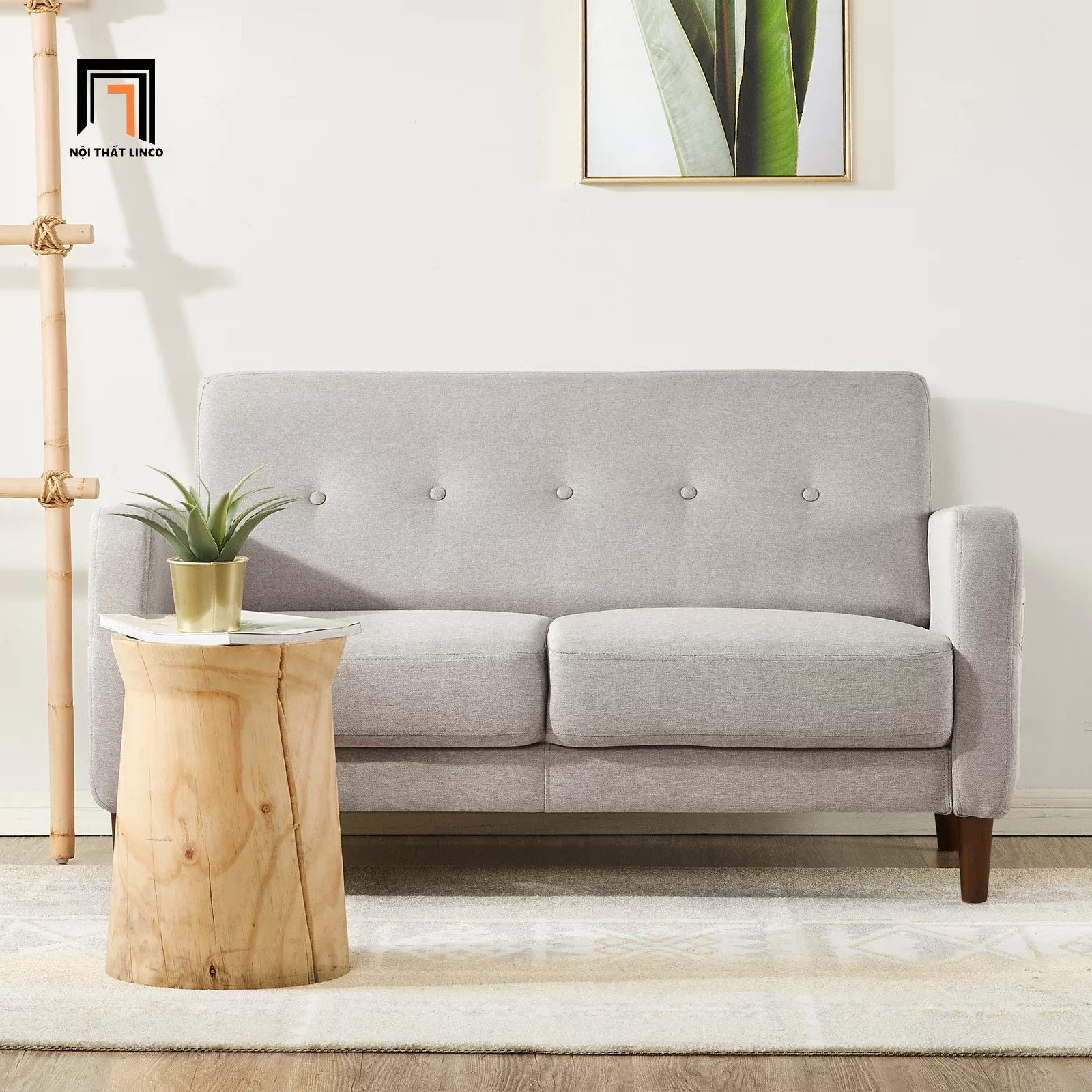Ghế sofa băng nhỏ gọn BT209 Hensin 1m5 xám trắng giá rẻ