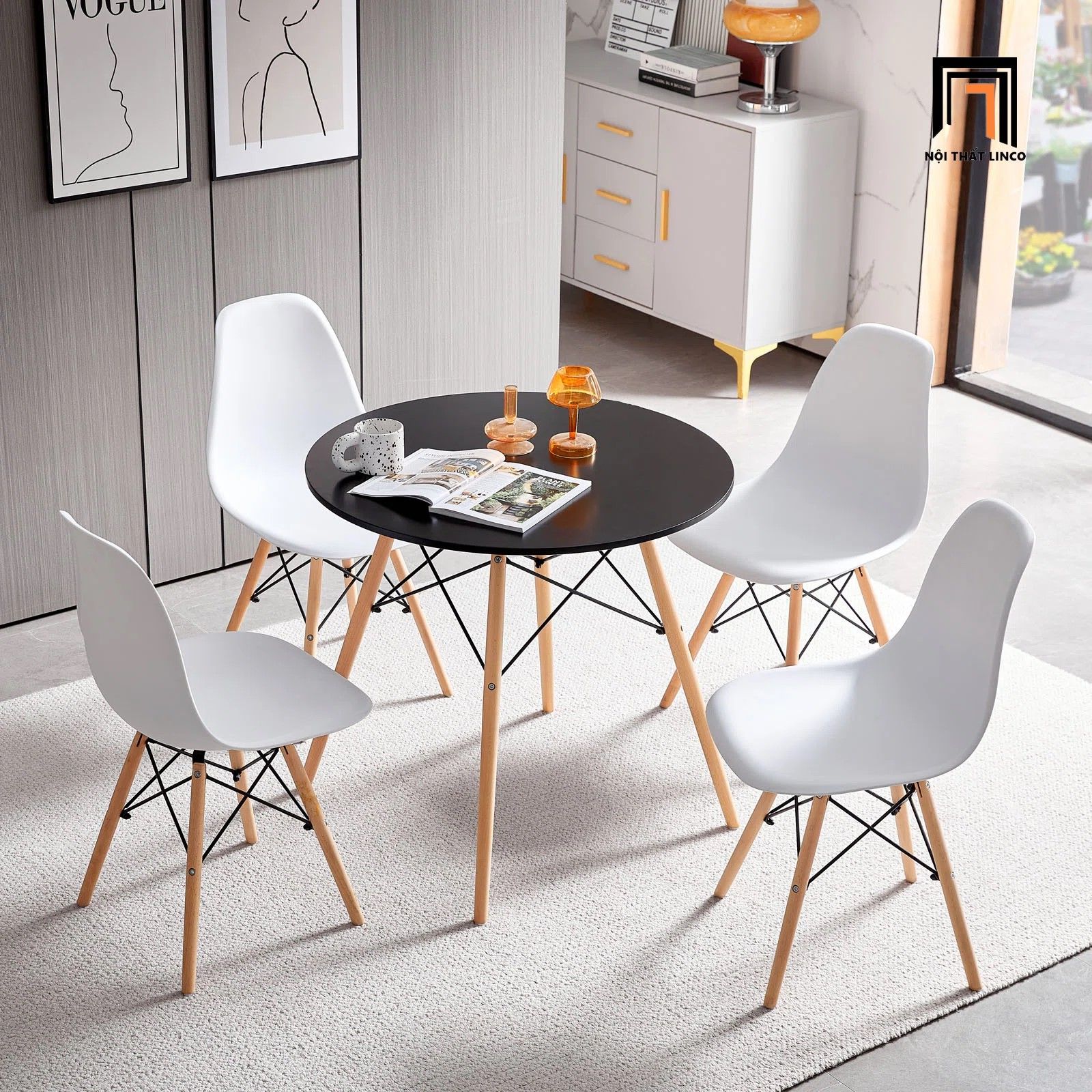 Bộ bàn ghế ăn nhỏ gọn 2-OC4-GCF1-B2 nhựa chống trẻ va đập