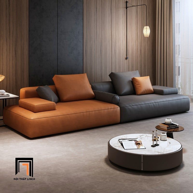 Sofa băng kiểu dáng hiện đại BT319 Anmer dài 3m phối màu da giả