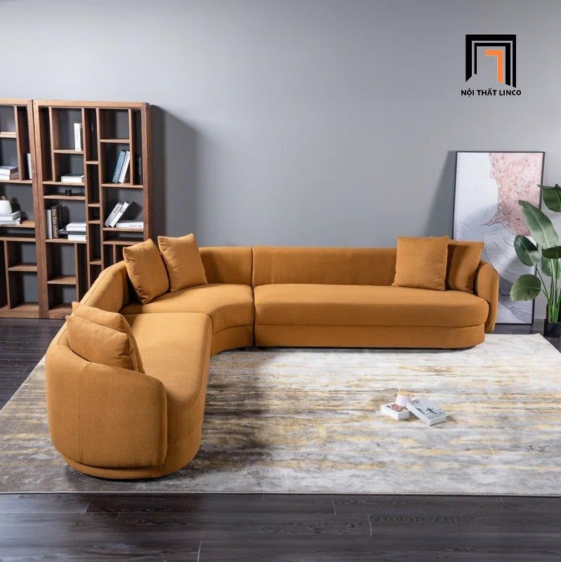 Bộ ghế sofa góc xinh xắn kiểu cong GT253 Ahitana 2m4 màu cam