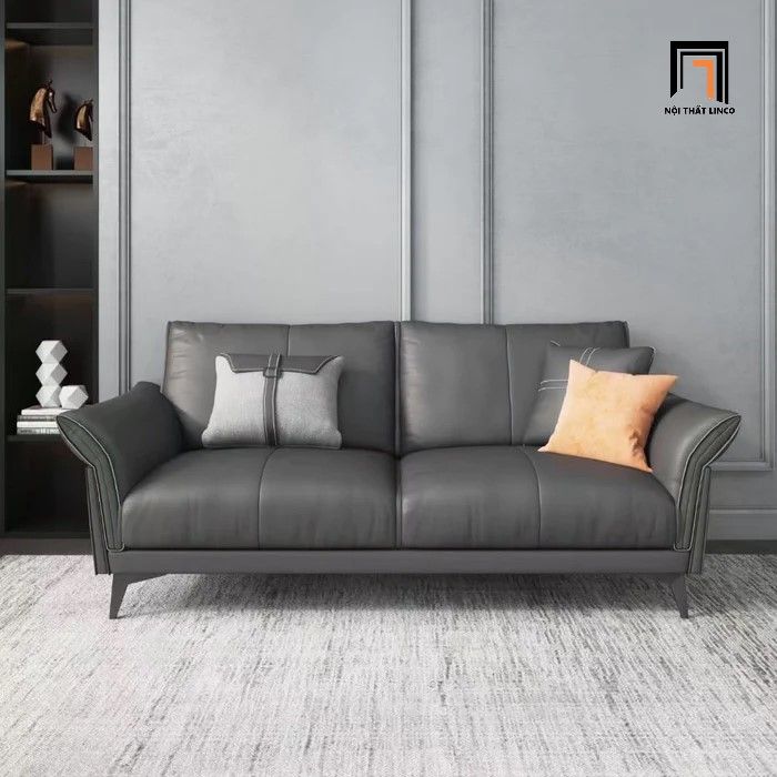 Ghế sofa băng da công nghiệp BT316 Endro màu xám đen dài 1m8