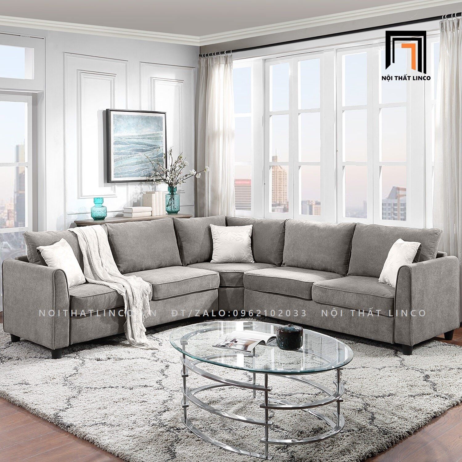 Bộ ghế sofa phòng khách 2m2 x 2m2 GT74 Lakin sang trọng