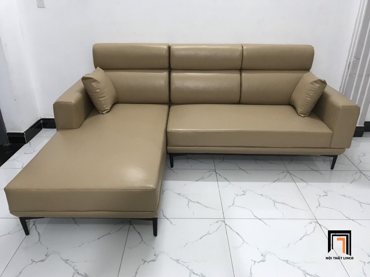 Bộ ghế sofa góc phòng khách GT230 Gangi 2m4 x 1m6 màu sữa