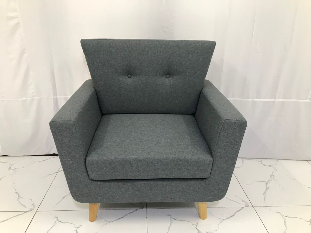 Ghế sofa đơn xinh xắn NS03 màu xám lông chuột giá rẻ