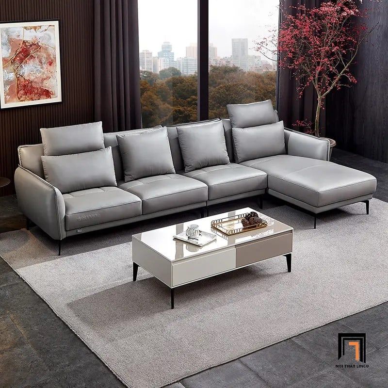 Bộ ghế sofa góc phòng khách GT96 Quanu 3m x 1m6 bọc da giả