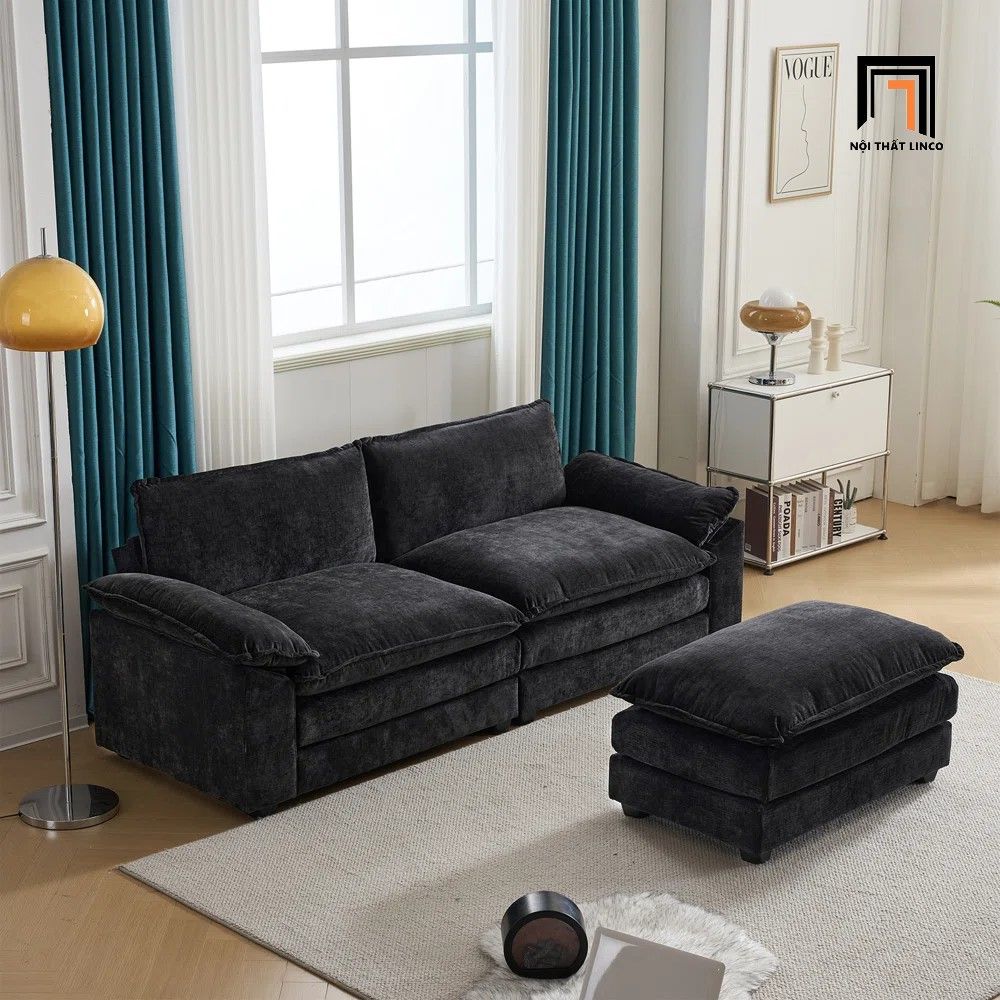 Bộ ghế sofa băng nỉ 1m9 BT239 Santie màu xanh đậm