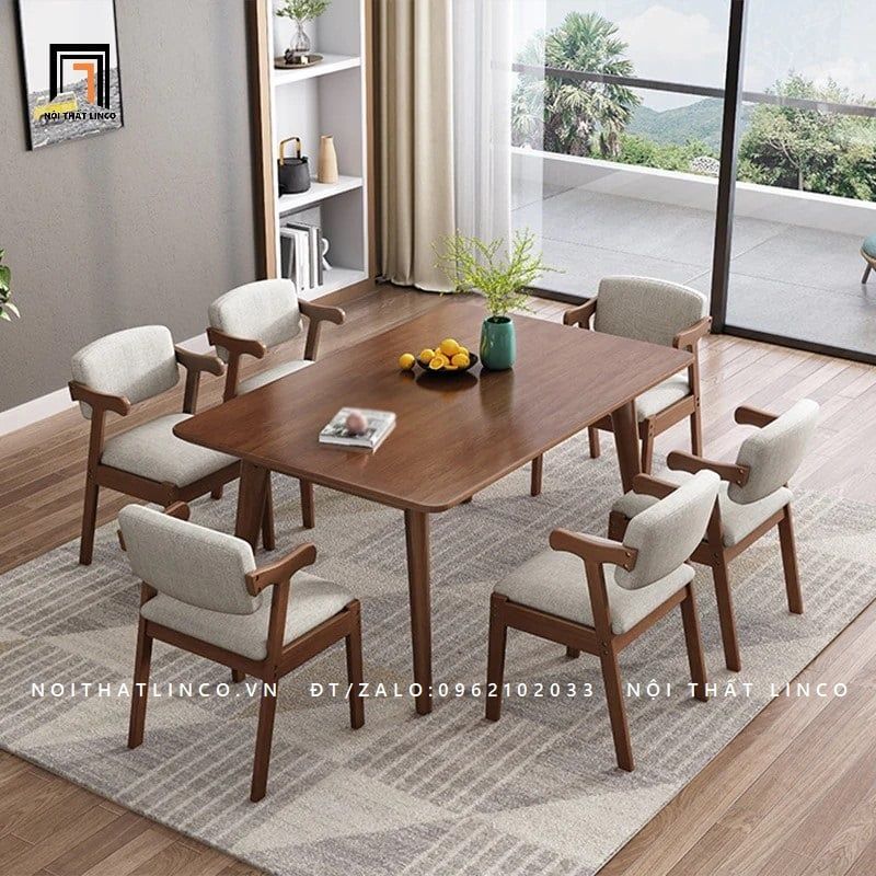 Combo bàn ghế ăn 6 ghế 24-KH6-G43-B108 cho phòng bếp lớn
