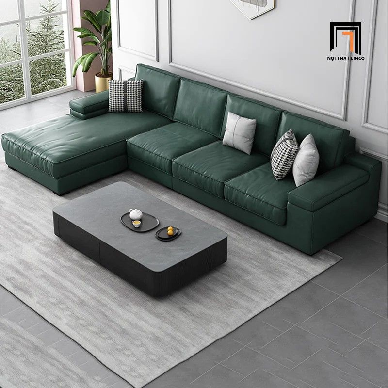 Bộ ghế sofa góc chữ L GT159 Kansas 3m x 1m6 da Pu màu cam