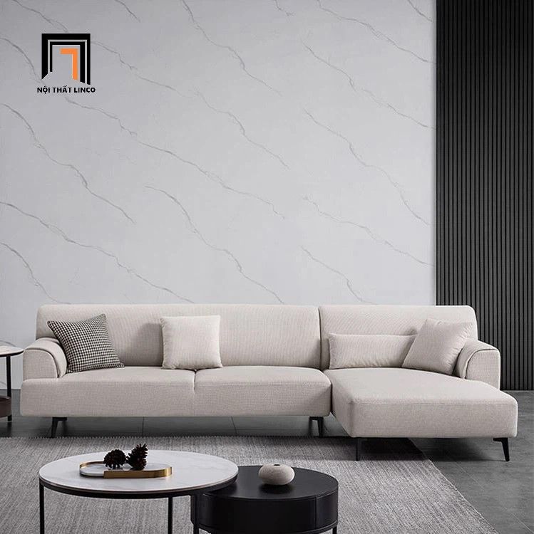Bộ ghế sofa góc L xám trắng cho căn hộ GT248 Hilda 2m4 x 1m6
