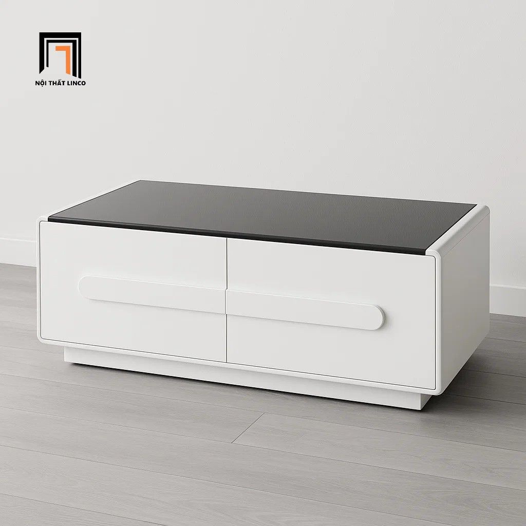 Bàn trà phòng khách đẹp BTPK42 Adamu 1m x 50 hộc kéo trắng