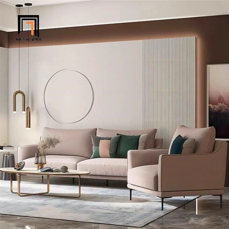 Bộ ghế sofa phòng khách giá rẻ KT145 Chenille vải nỉ xám mềm