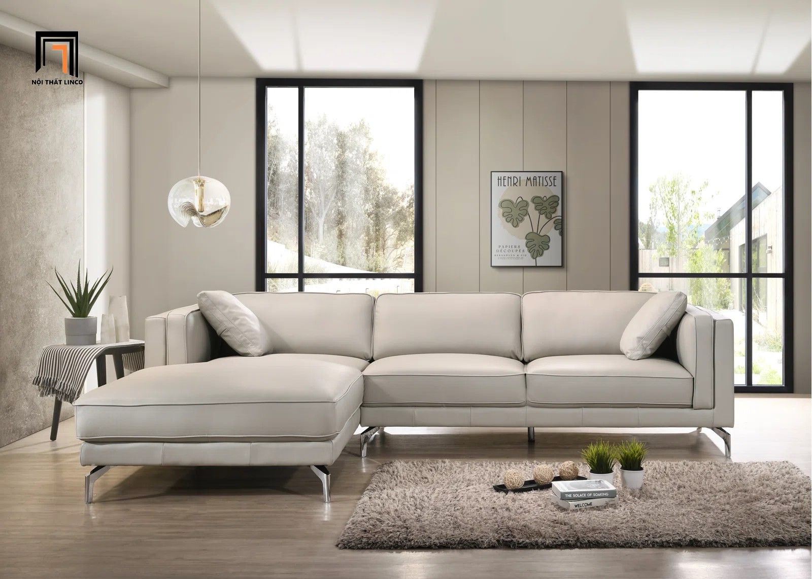 Ghế sofa góc chữ L GT103 2m4 x 1m6 da Pu cho phòng khách