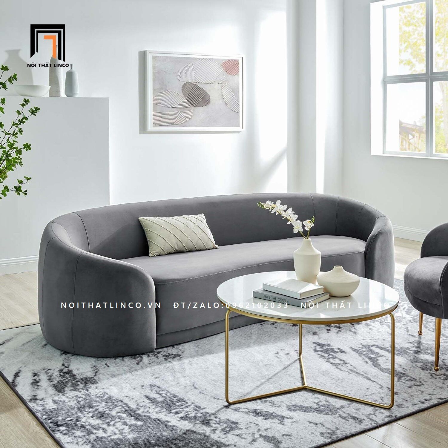 Ghế sofa băng vải nhung nỉ BT55-Chesterfield trưng bày cho shop tiệm