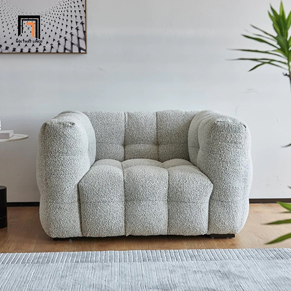 Ghế sofa đơn nhỏ vải lông cừu DT45 Toum cho tiệm shop