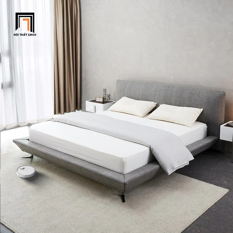 Giường ngủ vải nỉ hiện đại GN61 Amaya màu xám lông chuột
