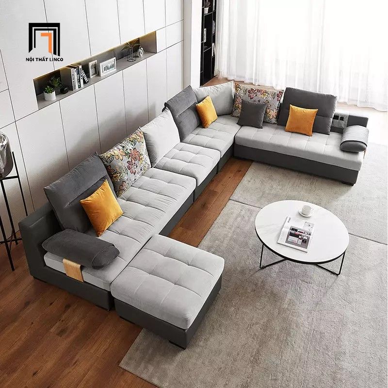 Ghế sofa góc L GT18 Linsy 3m25 x 1m6 cho phòng khách diện tích lớn