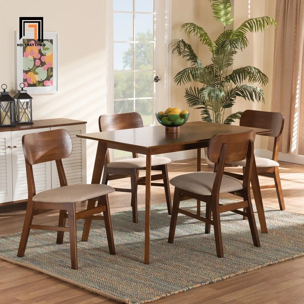 Bàn ăn dài 1m2 4 người 45-KH4-G17-B107 mặt ngồi bọc đệm