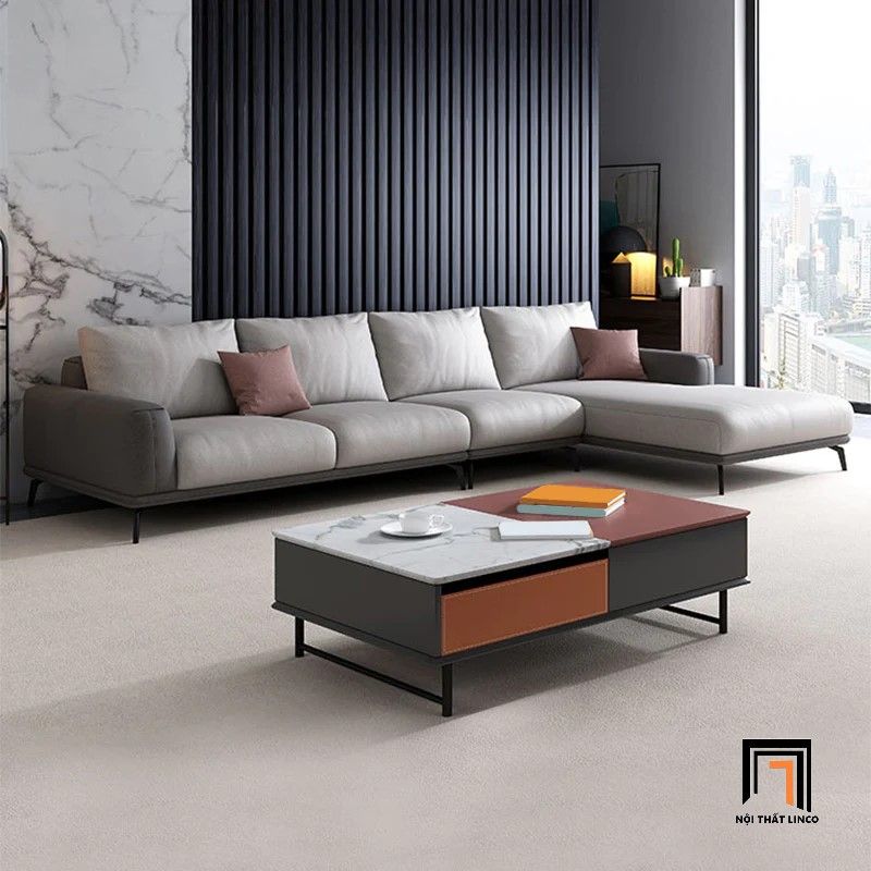 Bộ ghế sofa góc L cao cấp GT145 Atonio 2m4 x 1m6 da giả