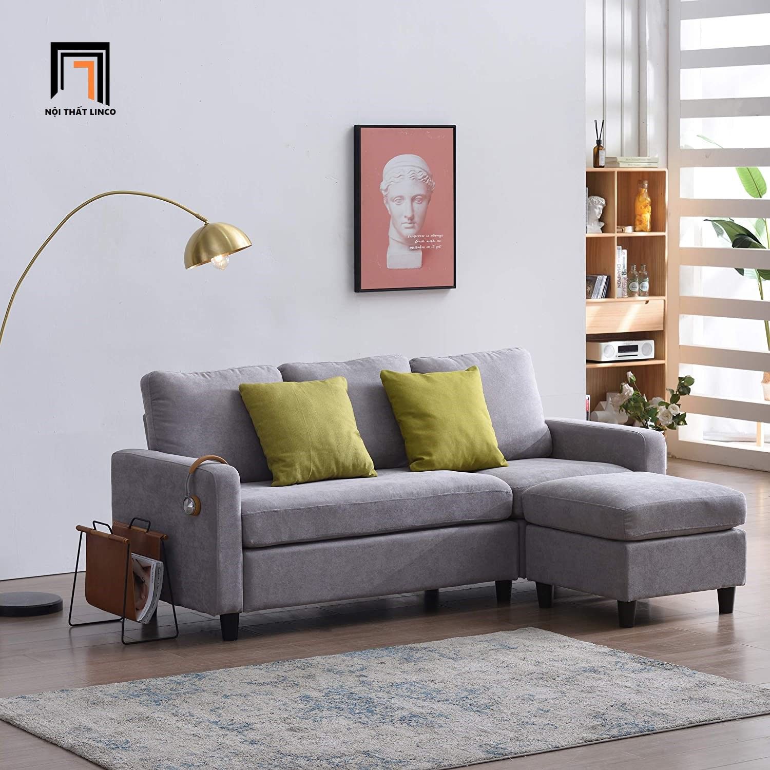 Bộ ghế sofa băng kèm đôn vuông BT314 Cambell dài 2m2 giá rẻ