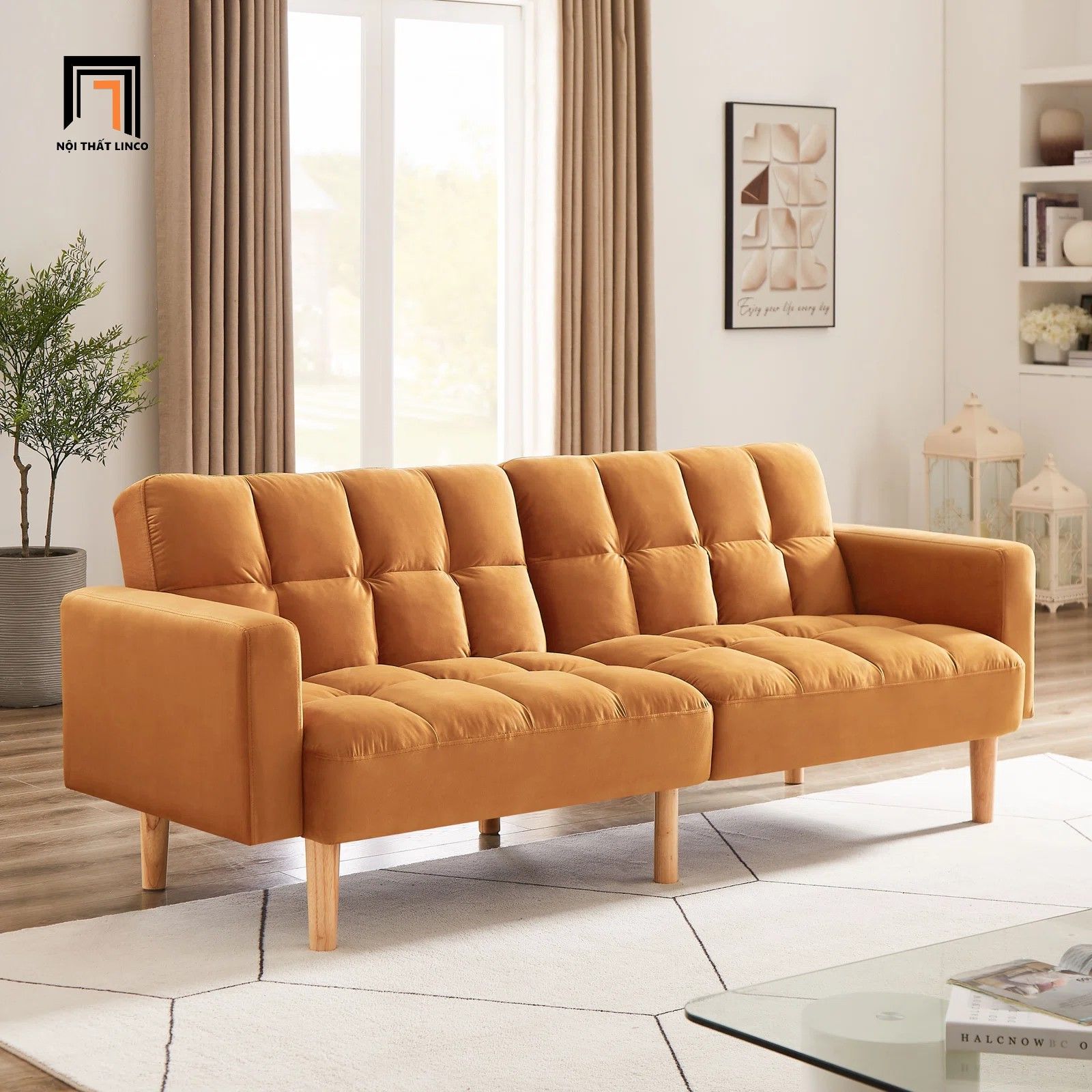 Ghế sofa giường vải nỉ GB43 Teplyn dài 1m9 cho phòng nhỏ