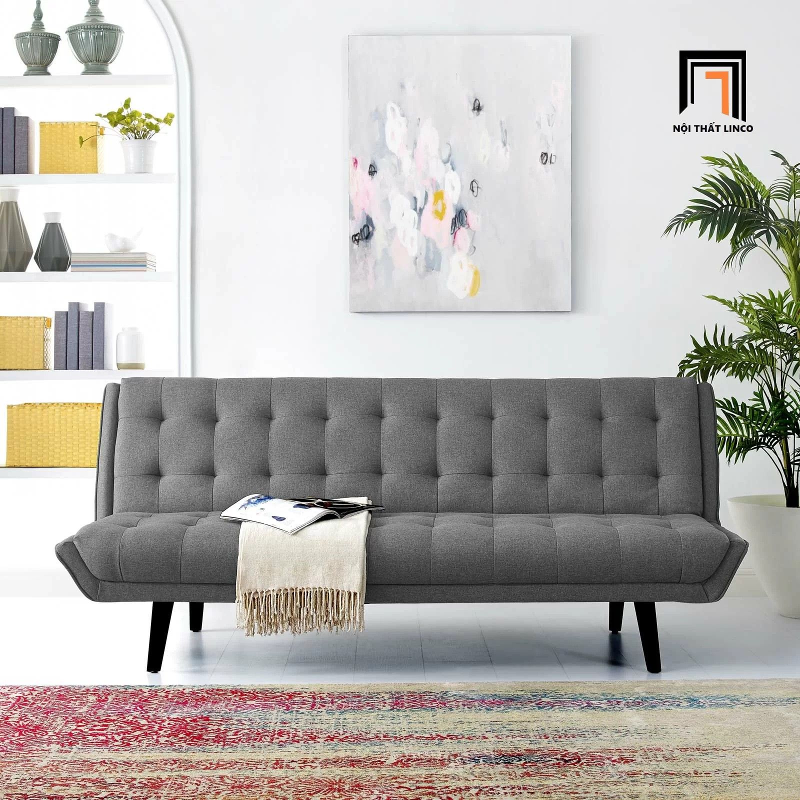 Ghế sofa giường hiện đại GB23 Ethel dài 2m màu xám lông chuột