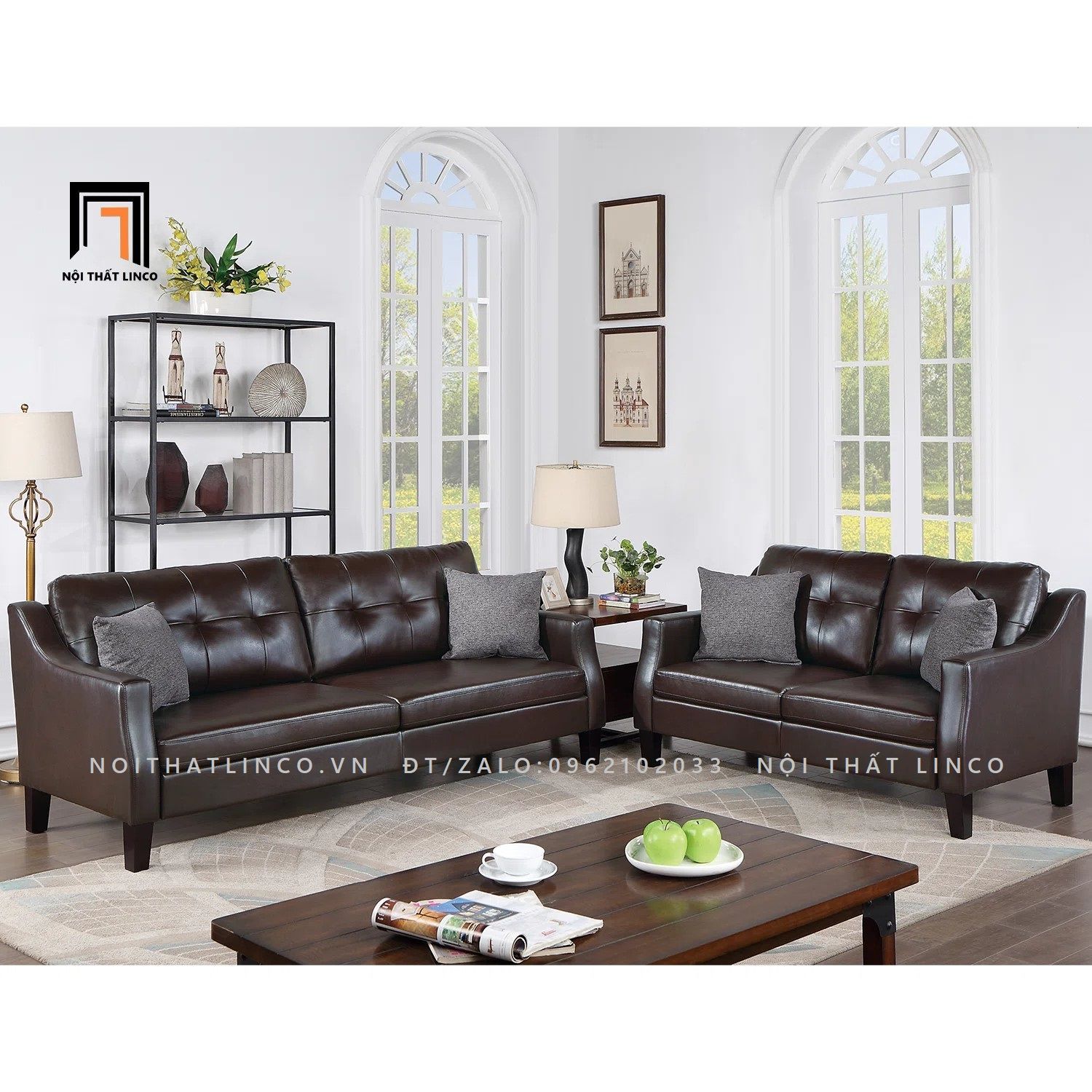 Bộ ghế sofa da công nghiệp KT39 Winir cho phòng khách gia đình