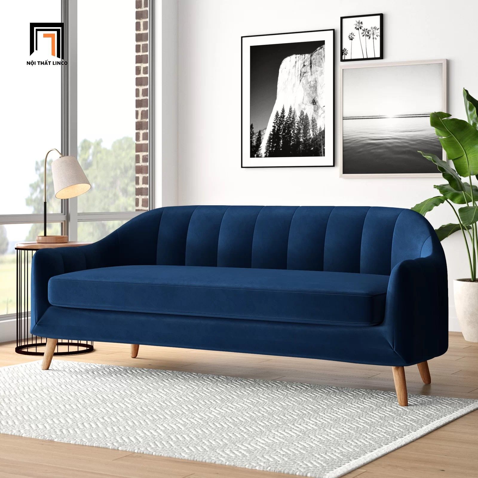 Ghế sofa băng sang trọng BT171 Mistana dài 2m màu xanh đen