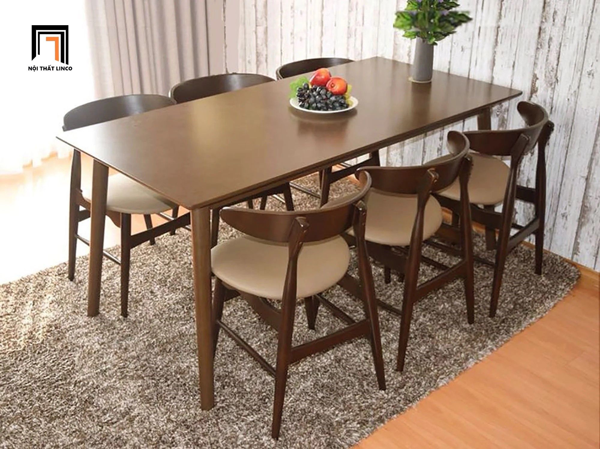 Set bàn ăn mặt gỗ cao cấp 20-KH6-G41-B108 cho phòng bếp lớn