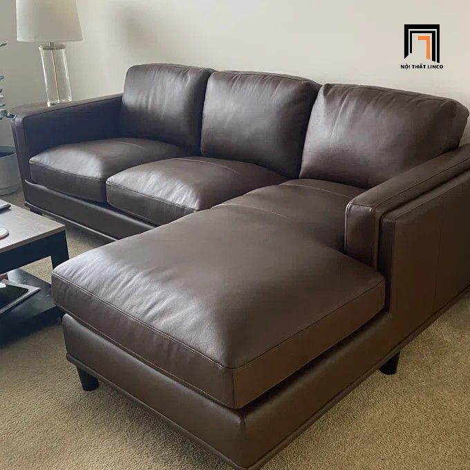 Ghế sofa góc L da giả màu nâu GT216 Kassy 2m4 x 1m6 giá rẻ