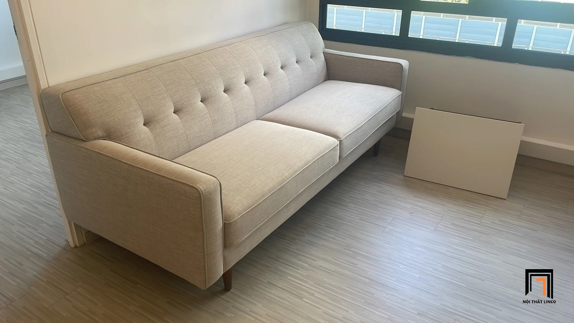 Ghế sofa băng màu xám trắng BT325 Elias dài 2m sang trọng