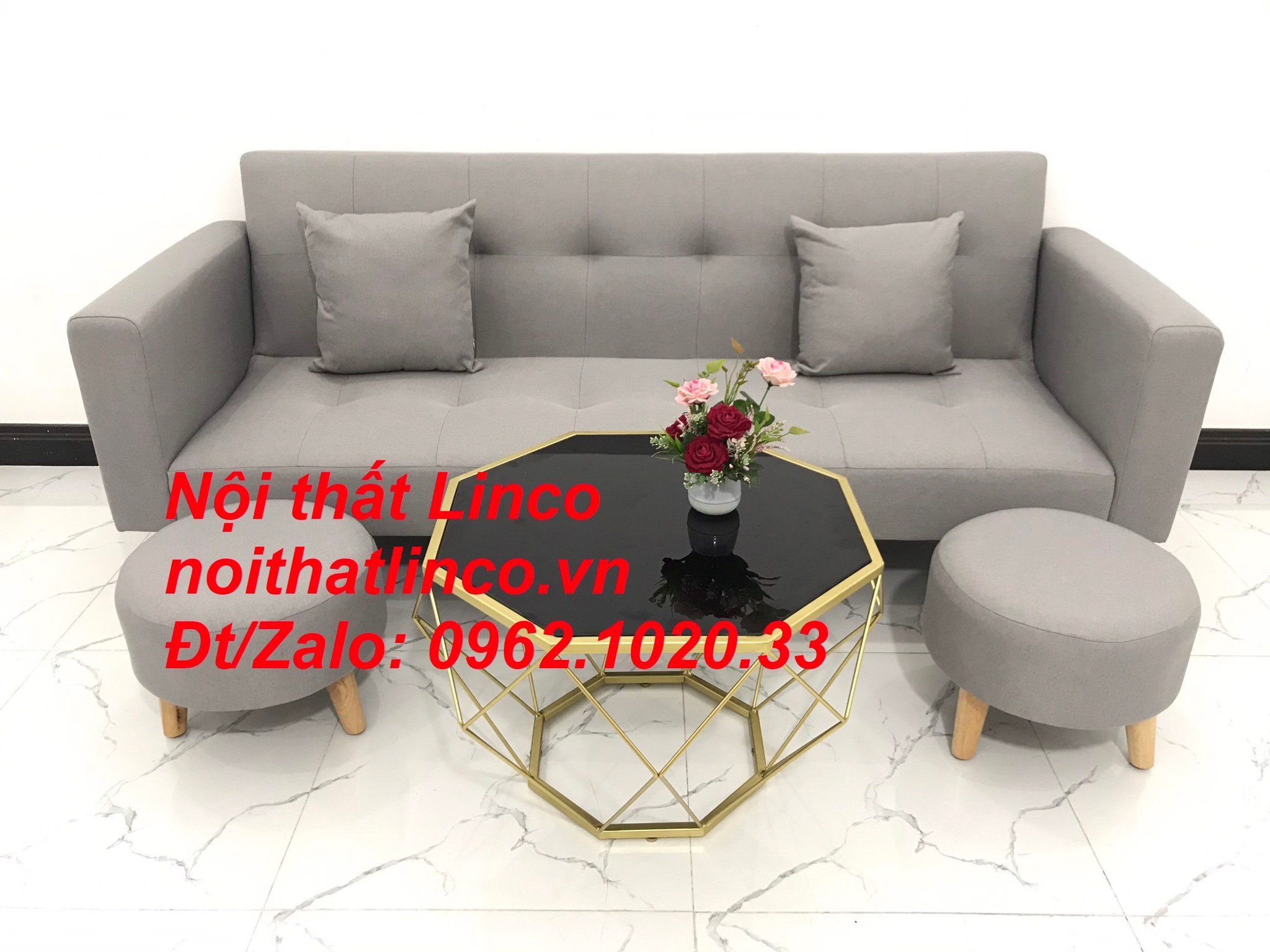 Bộ sofa băng dài 2m đa năng xám ghi trắng giá rẻ cho gia đình nhỏ