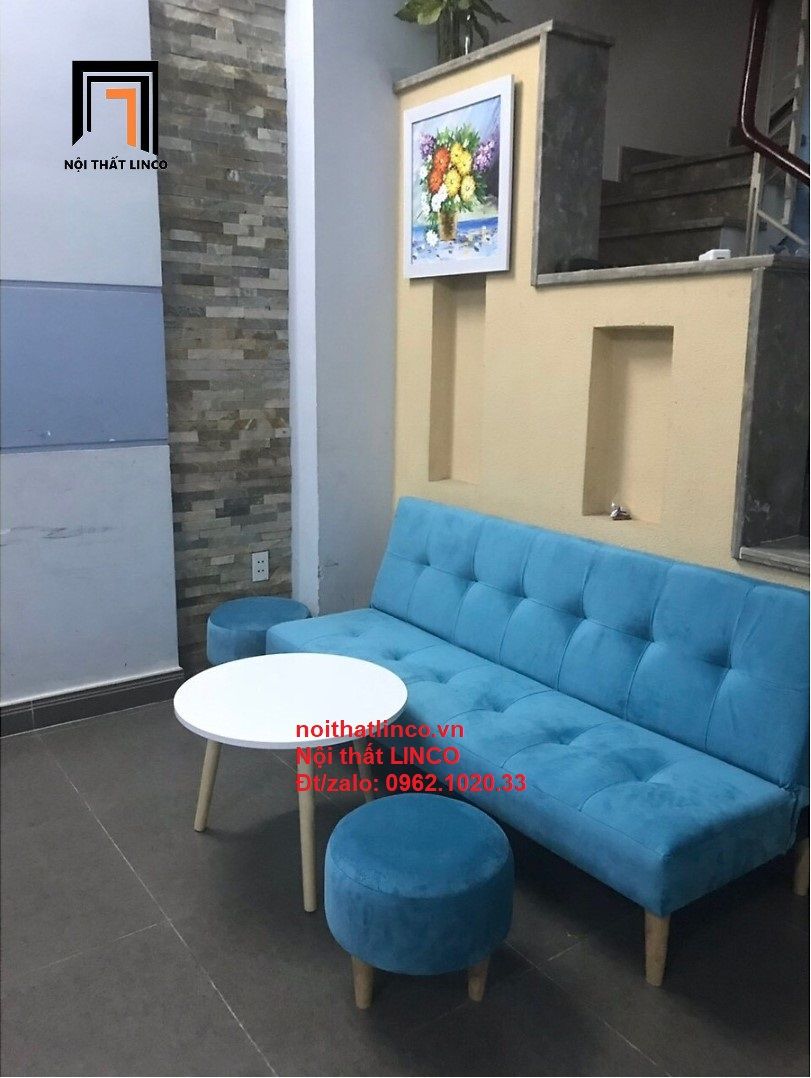 Bộ ghế sopha salon giường nằm SFG 1m7 màu xanh nước biển đẹp