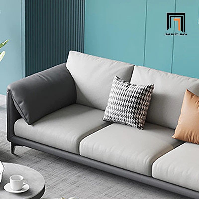 Ghế sofa băng dài 2m15 da công nghiệp BT297 Lesca phối màu xám