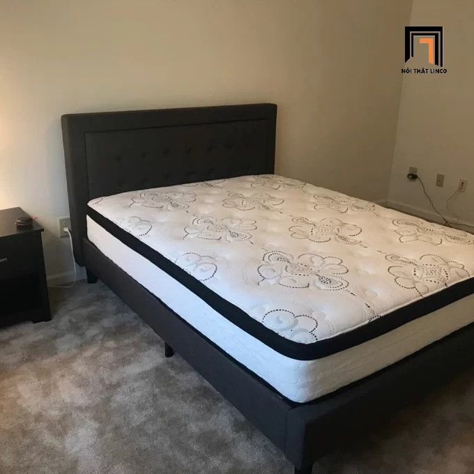 Giường ngủ bọc vải nỉ GN1 Vannatta 1m6 x 2m màu xám đen