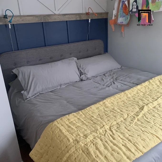 Giường ngủ bọc vải giá rẻ GN2 Bierman dài 1m6 x 2m cho gia đình