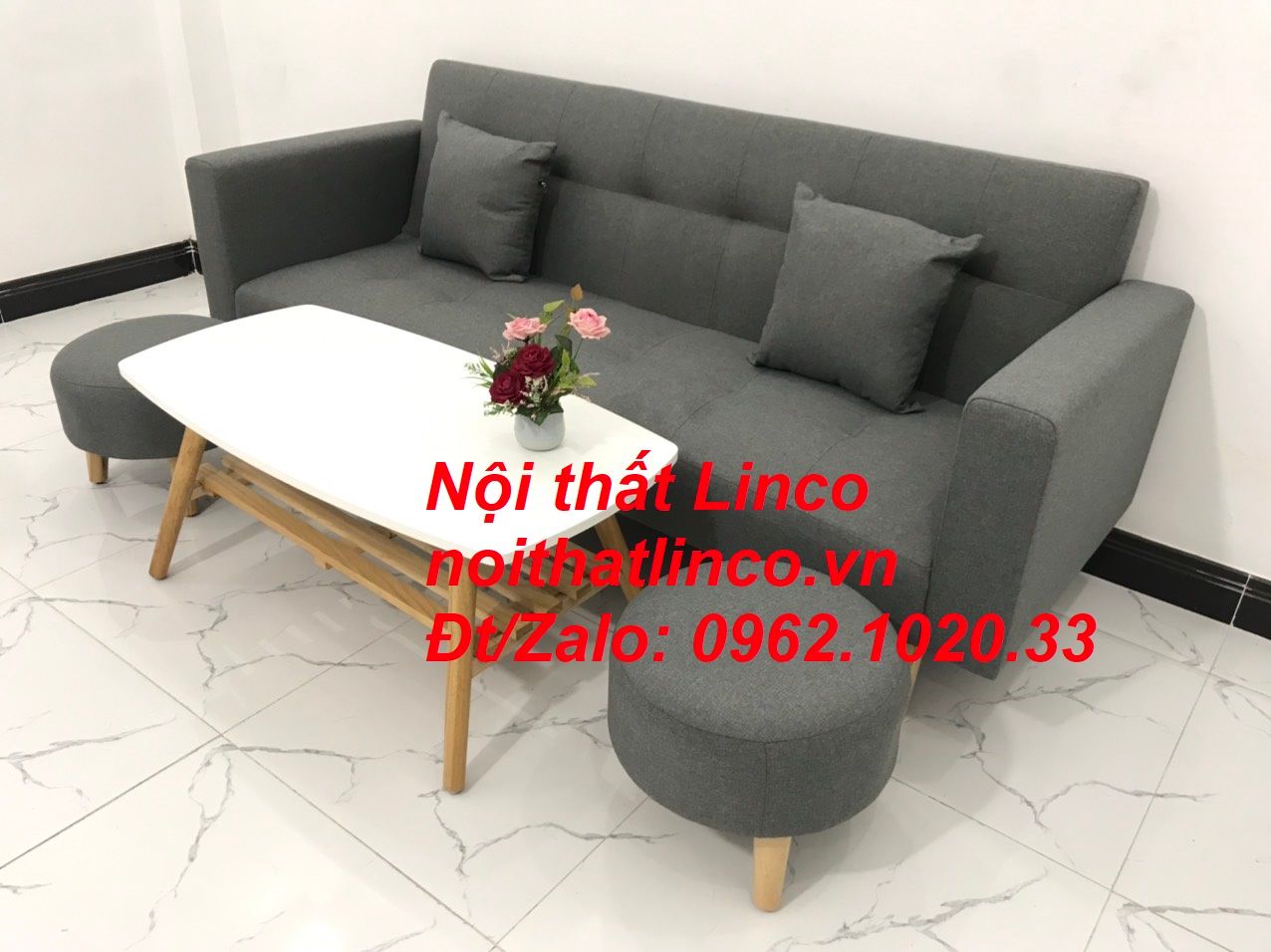 Bộ ghế sofa băng đa năng 2m giường nằm xám đen lông chuột giá rẻ