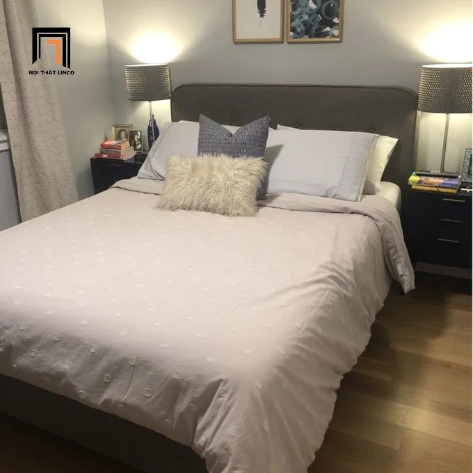 Giường ngủ bọc vải giá rẻ GN2 Bierman dài 1m6 x 2m cho gia đình