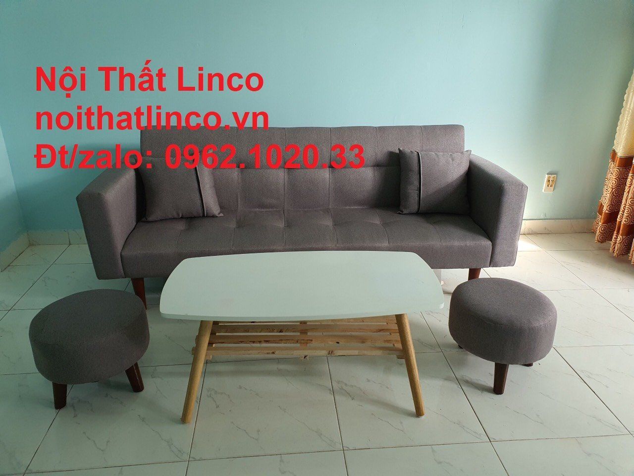 Bộ sofa bed (băng) văng đa năng xám đen giá rẻ đẹp ở tại Nội thất Linco Sài Gòn