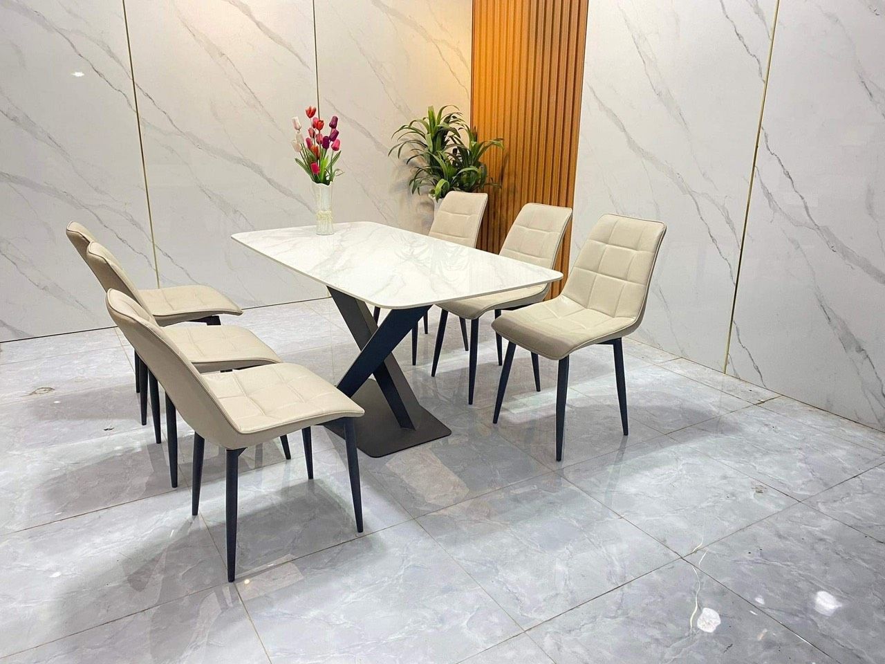 Bộ bàn ghế ăn nhập khẩu 26-BAD6-G6-B70 dài 1m4 1m6 giá rẻ