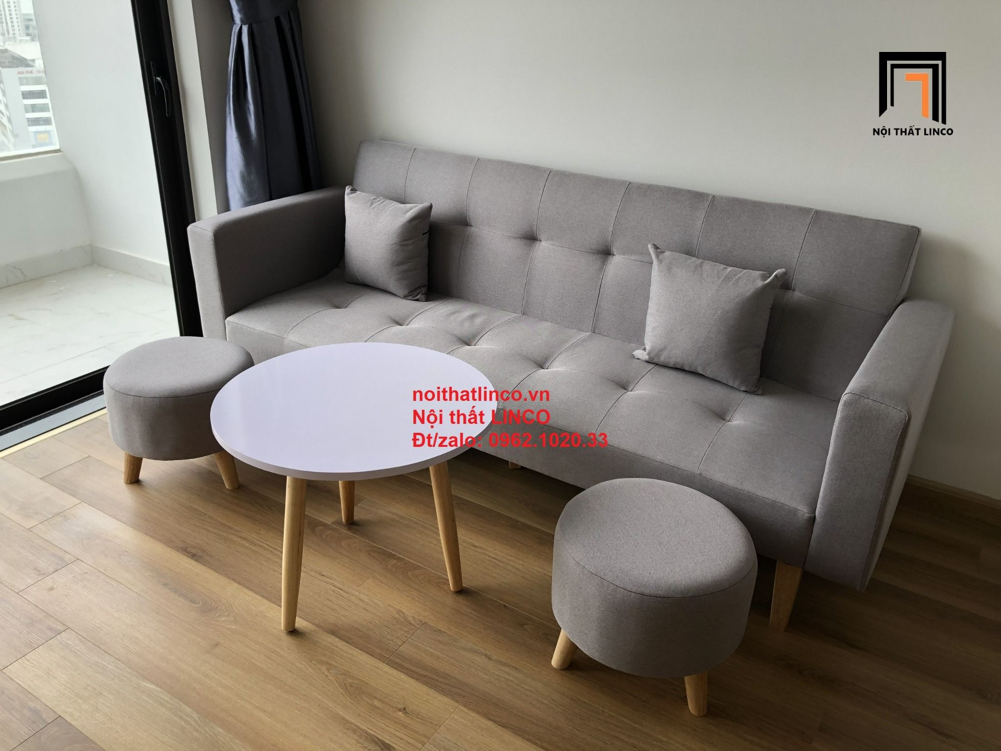 Bộ sofa băng dài 2m đa năng xám ghi trắng giá rẻ cho gia đình nhỏ