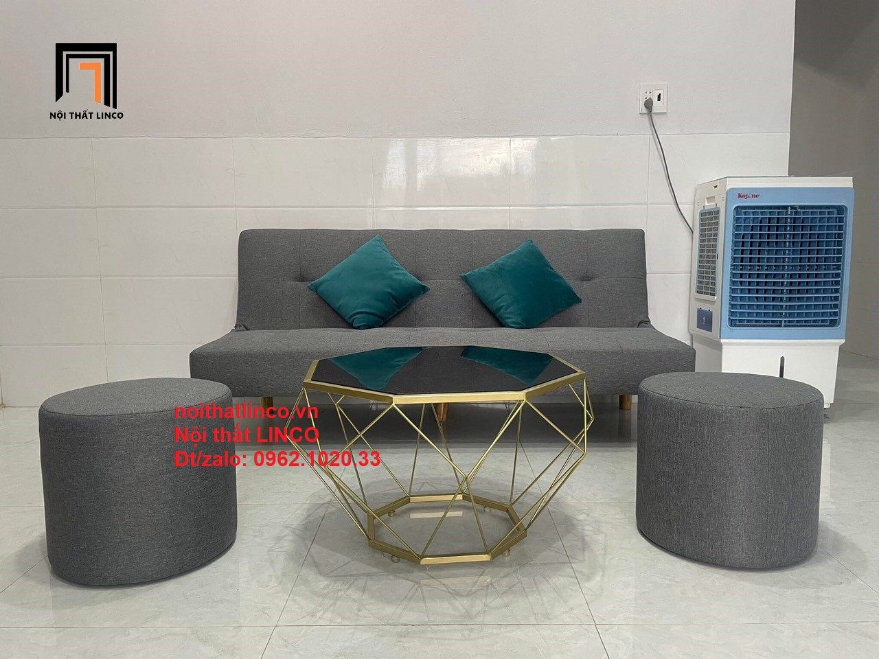 Bộ bàn ghế sofa giường bed SFG xám lông chuột đa năng