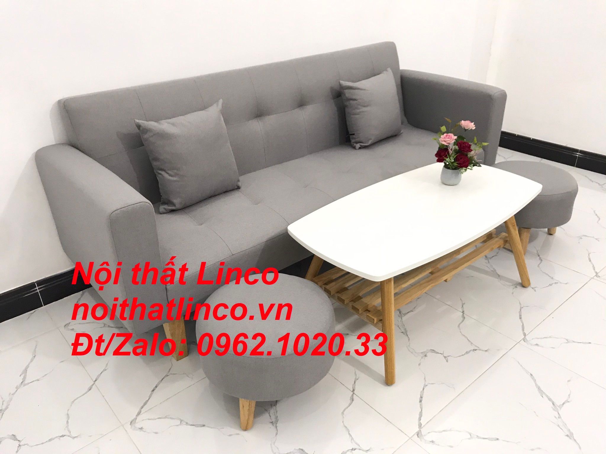 Bộ sofa băng dài 2m đa năng xám ghi trắng giá rẻ cho gia đình nhỏ